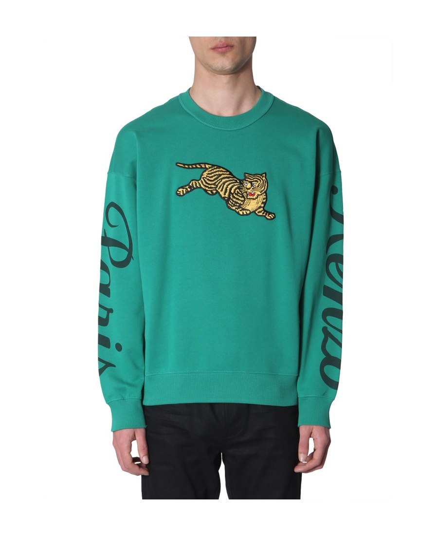 Kenzo Flying Tiger Embroidered Sweatshirt In Green