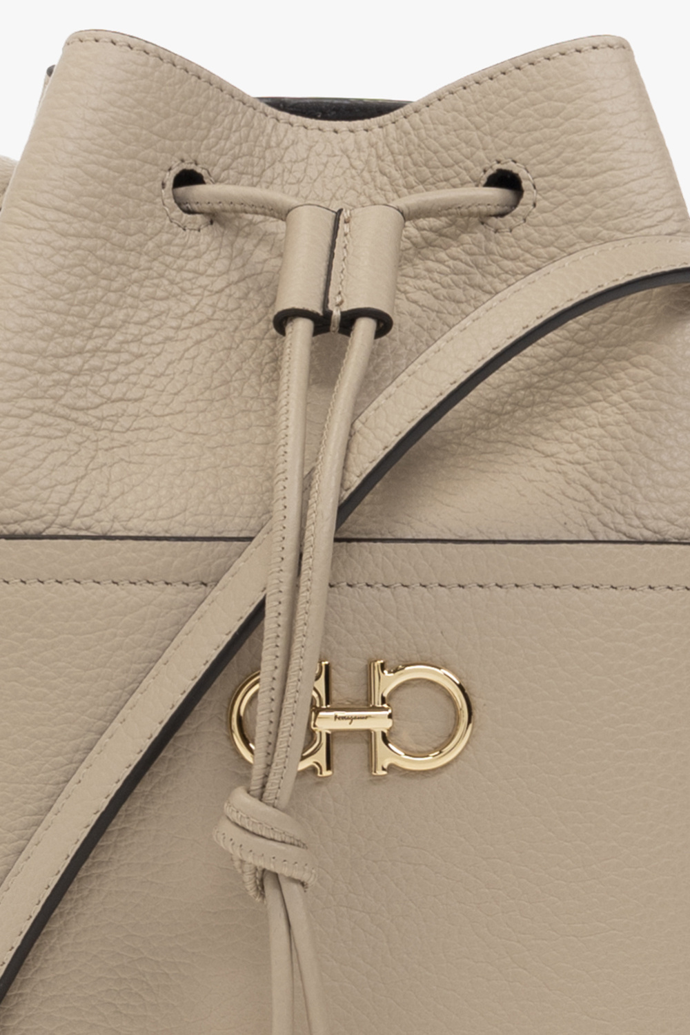 Ferragamo Salvatore  Gancini Mini Crossbody Bucket Bag In Nude