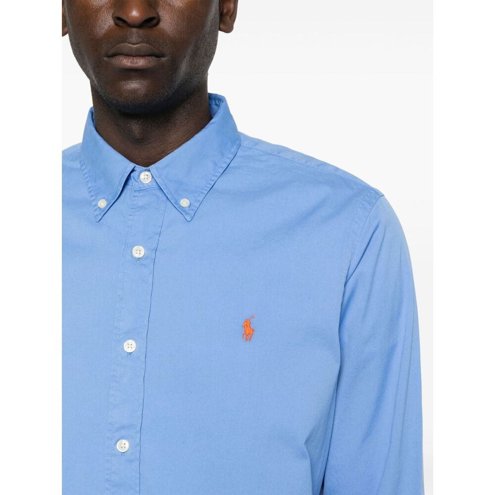 Polo Ralph Lauren Polo Pony Cotton Shirt In Blue