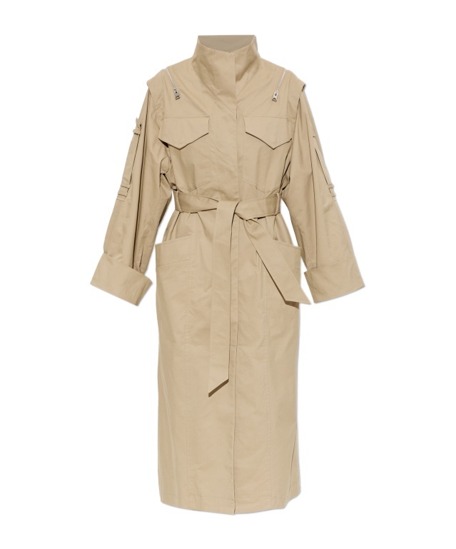 Allsaints Long-sleeved Coat In Cement Ash