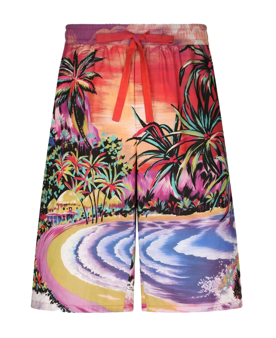 Dolce & Gabbana Bermuda Shorts With Hawaii Print In Multi
