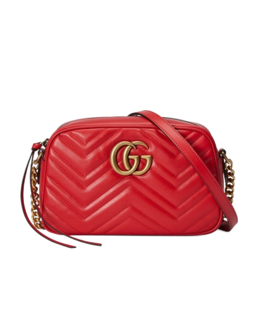 Gucci Gg-logo Matelassé Shoulder Bag In Red