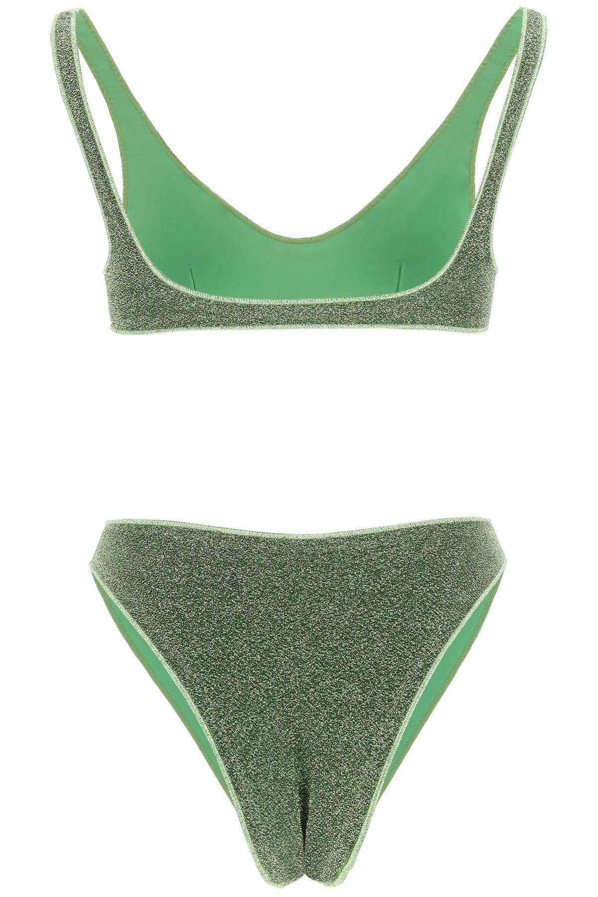 Oseree Lurex-detail Two-piece Bikini Set In Green