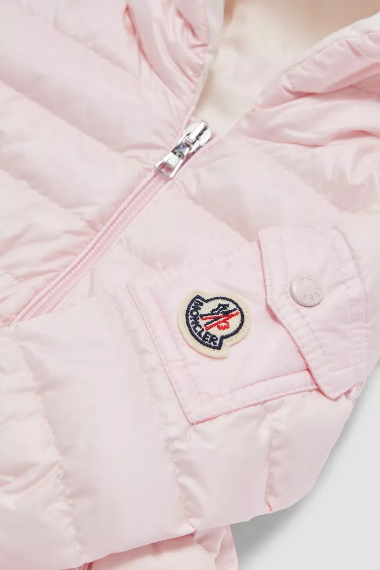 Moncler Logo Hooded Down Jacket In Pink