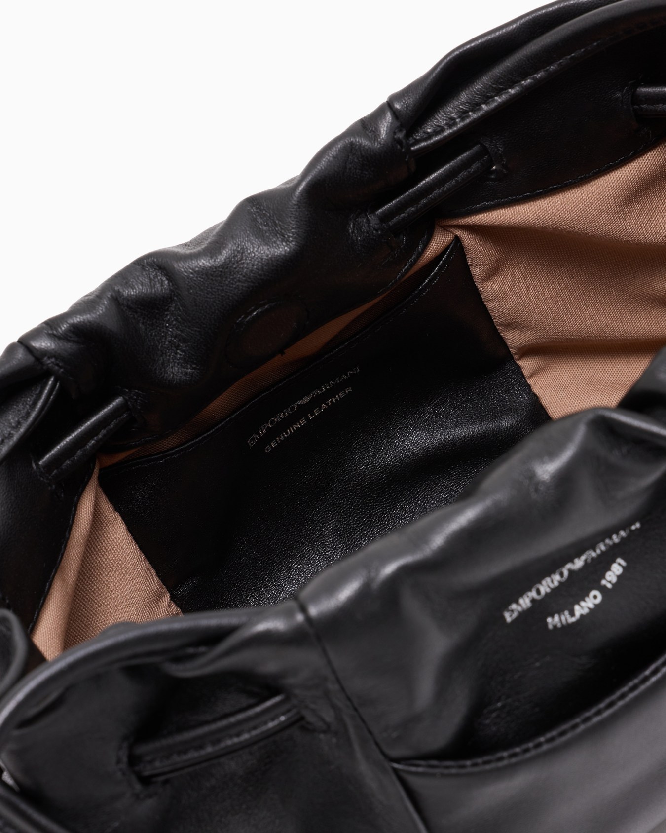 Emporio Armani Small Shoulder Bag With Nappa-leather Drawstring In Black