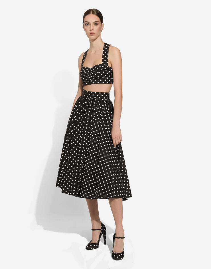 Shop Dolce & Gabbana Polka-dot Corset Top In Black