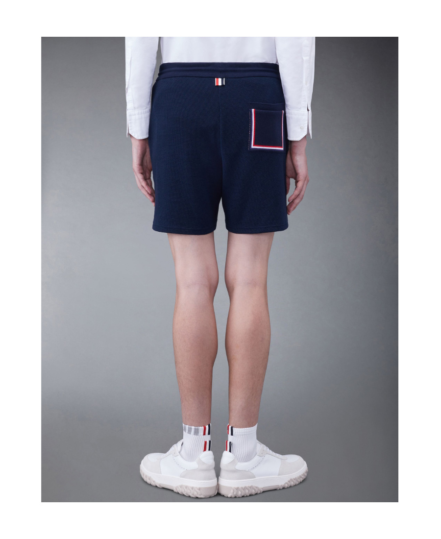 Thom Browne Embroidered Cotton Track Shorts In Black