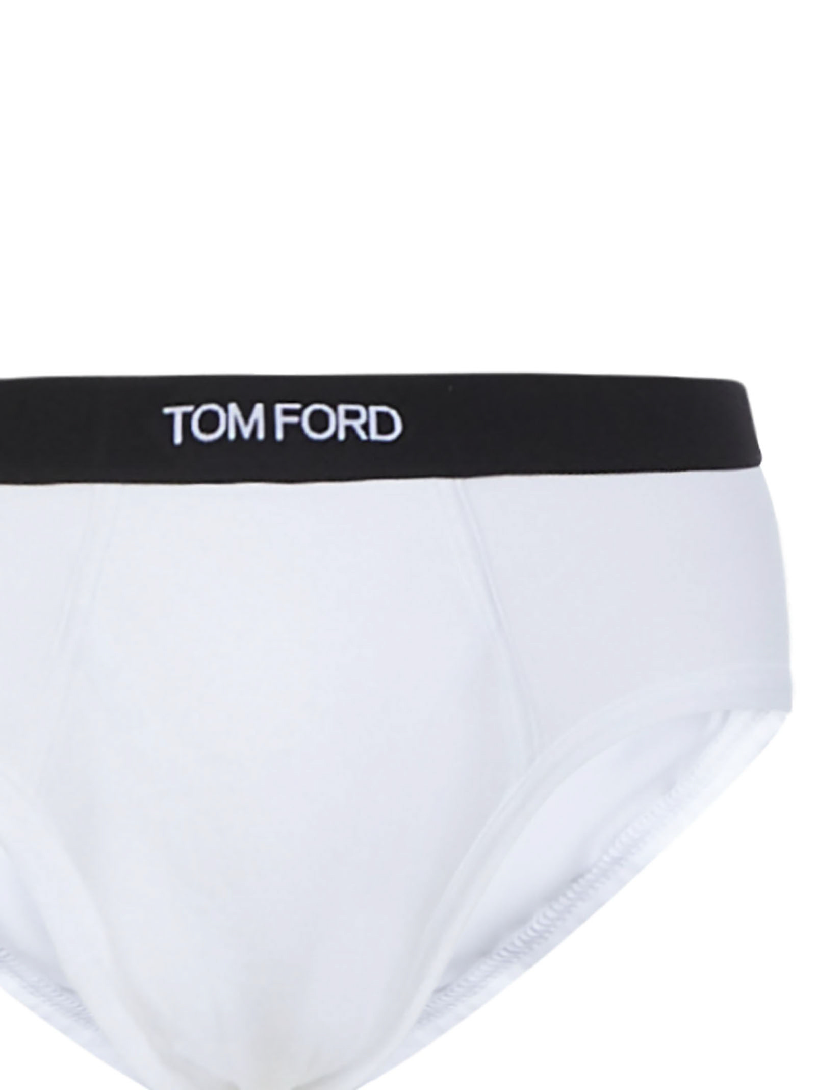 Tom Ford Mens White Branded-waistband Fitted Pack Of Two Stretch-cotton Briefs L In White