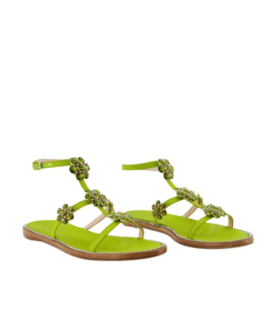 Giambattista Valli Jaipur Embellished Flat Sandals In Green