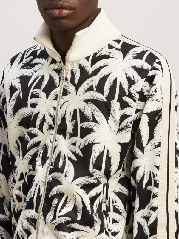 Palm Angels Palm-printed Side Stripe Detailed Track Jacket In White