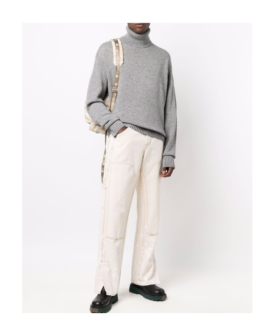 Off-white Basic Knit Turtleneck Sweater In Gray