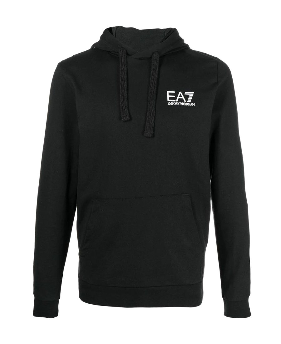 Ea7 Logo-print Drawstring Hoodie In Black