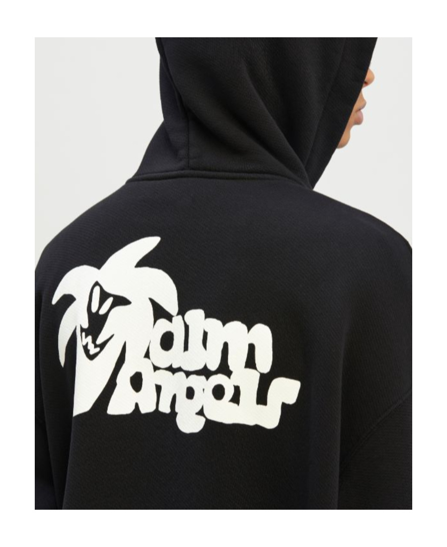 Palm Angels Logo-print Zip-up Hoodie In Black