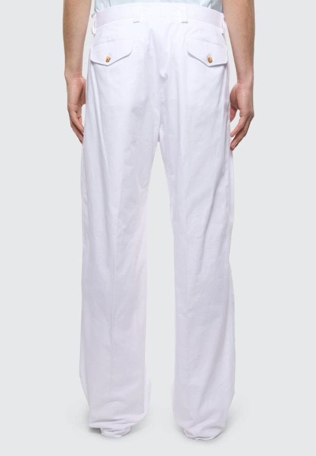 Shop Laneus Double Pence Loose-fit Trousers In White