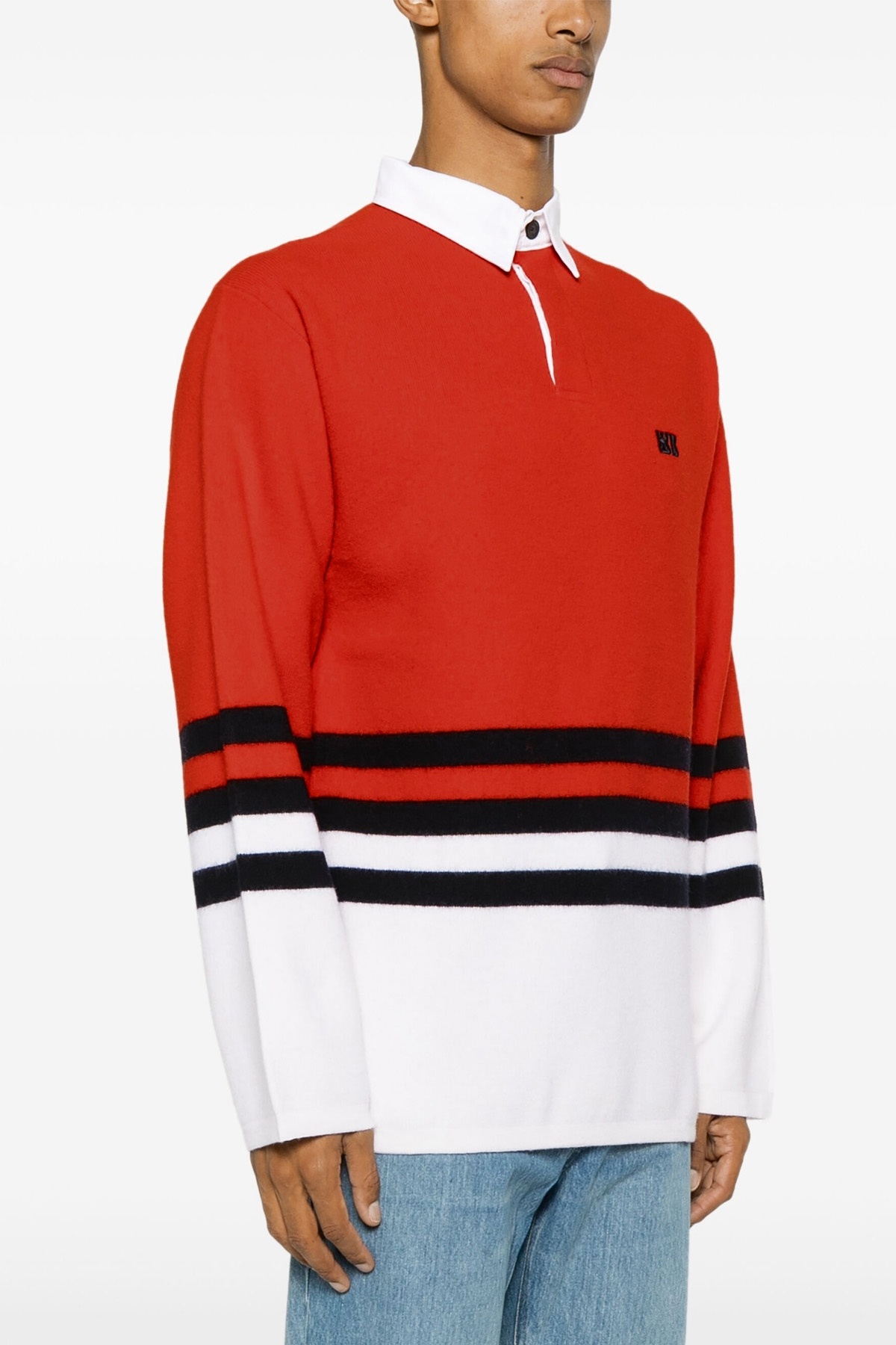 Shop Wales Bonner Cypher Polo Sweater In Red