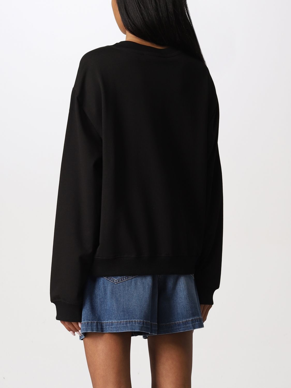 Moschino Heart-logo Print Sweatshirt In Black