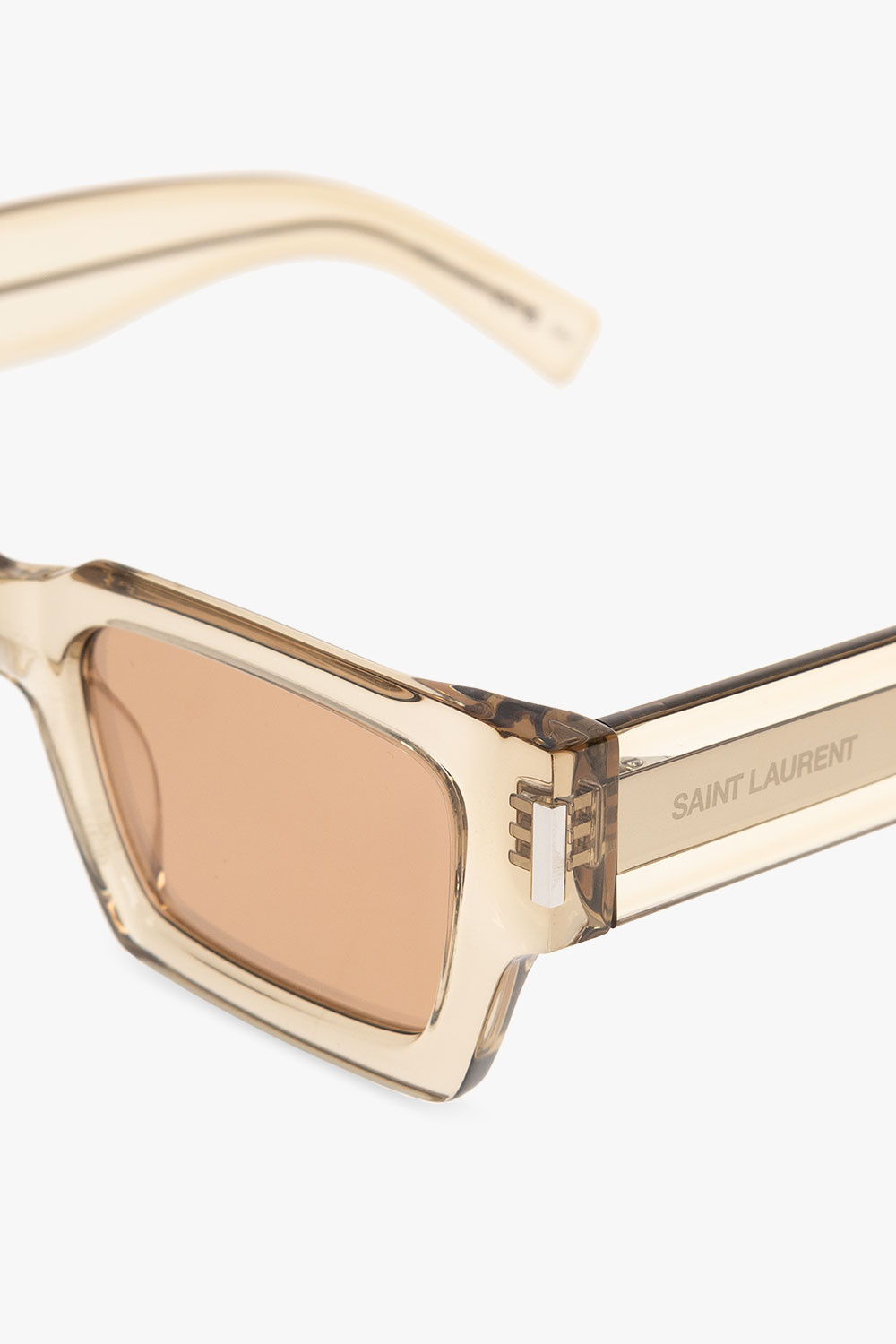 Saint Laurent Womens Yellow Ys000468 Rectangle-frame Acetate Sunglasses In Nude