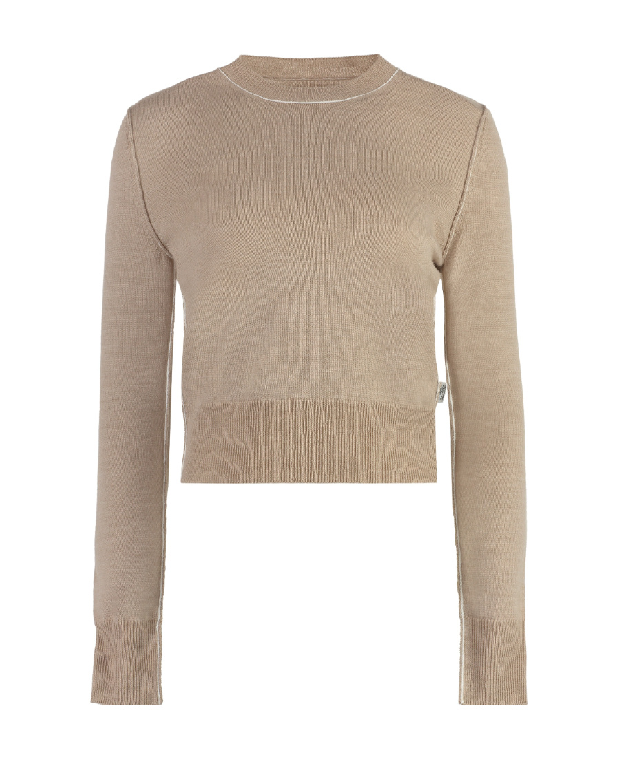Shop Mm6 Maison Margiela Ribbed-edge T-shirt In Nude
