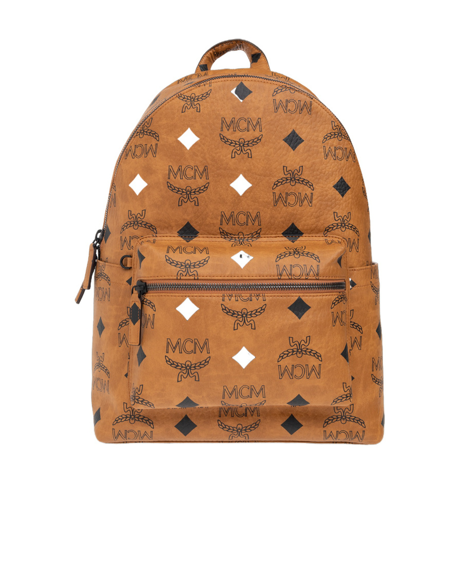 Mcm Logo Backpack In Brown