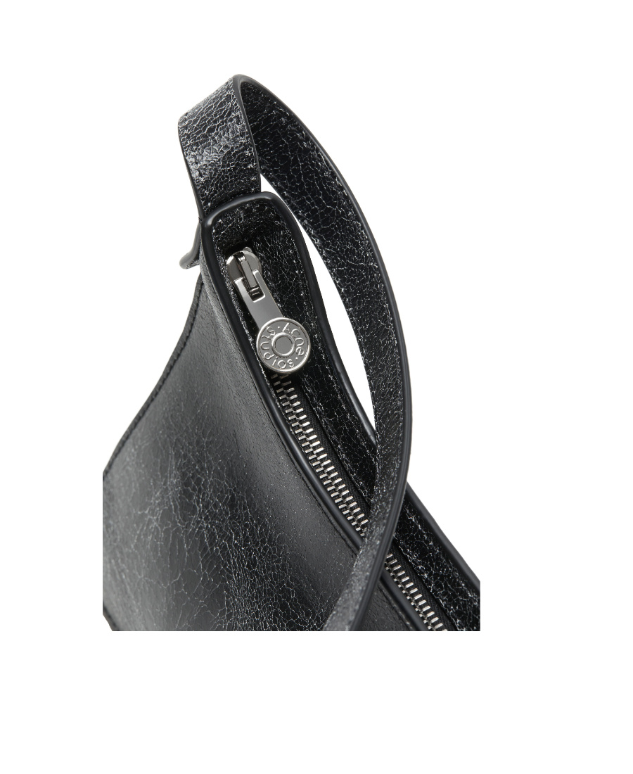 Acne Studios Black Shoulder Bag With Cracked Leather Finish In Black