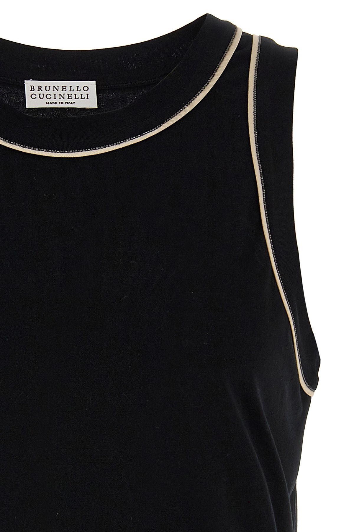 Brunello Cucinelli Monile Sleeveless Crew Neck Tank Top In Black