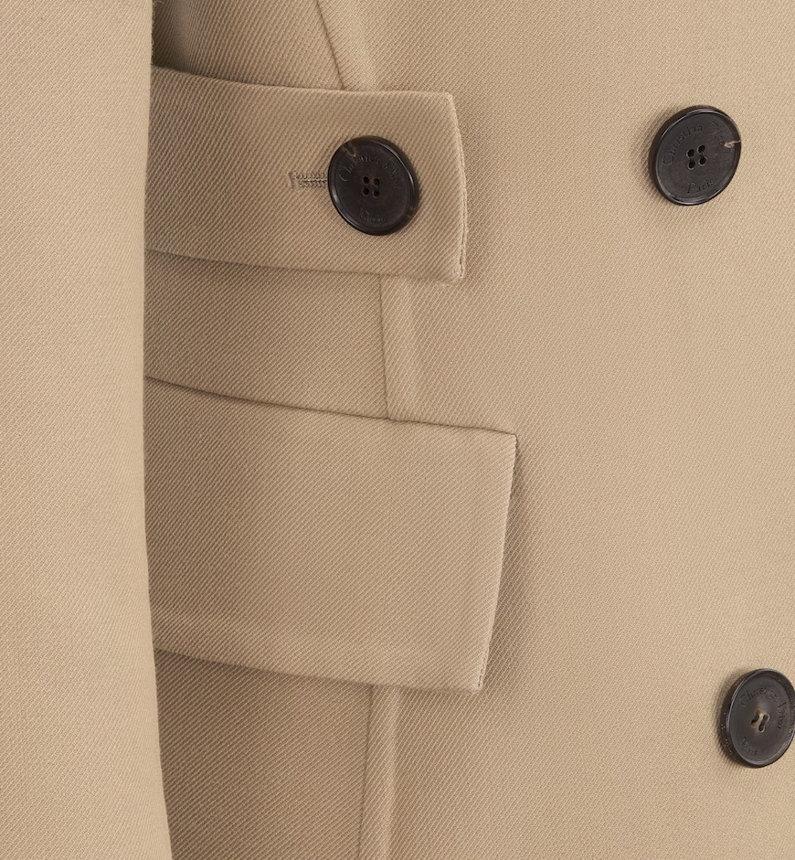 Dior Double-breasted Freshly Cut Wool Suit Coat In Nude