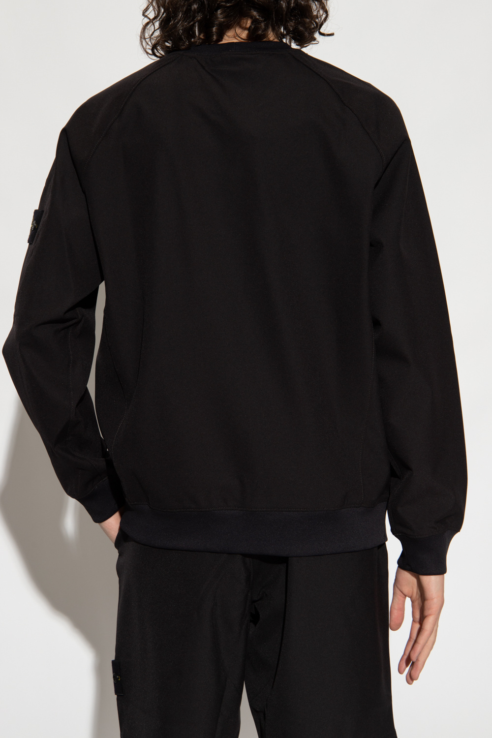 Shop Stone Island Compass-motif Long-sleeved Sweatshirt In Black