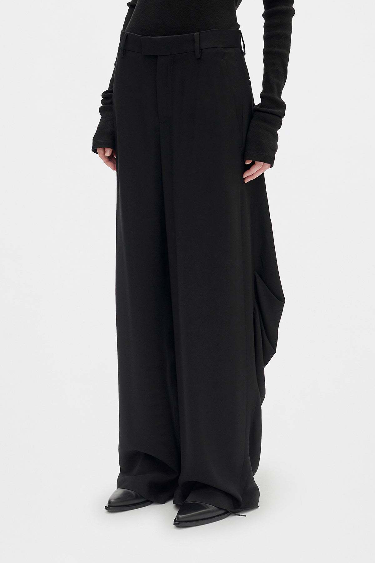 Ann Demeulemeester Odeta Draped Comfort Trousers In Black