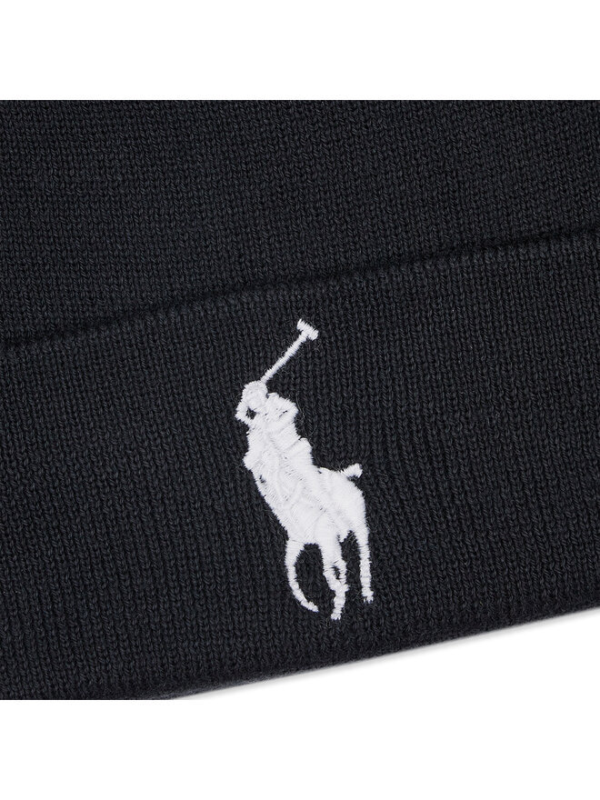 Polo Ralph Lauren Polo Pony Knit Beanie Hat In Black