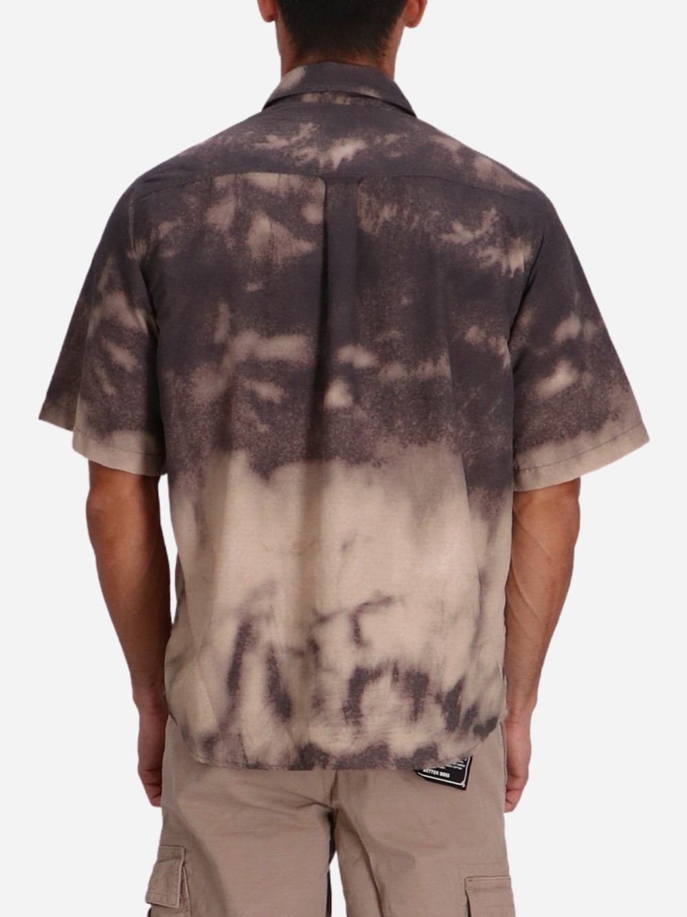 Hugo Boss Hugo Eratino Tie Dye Short Sleeve Nylon Button-up Shirt In Nude