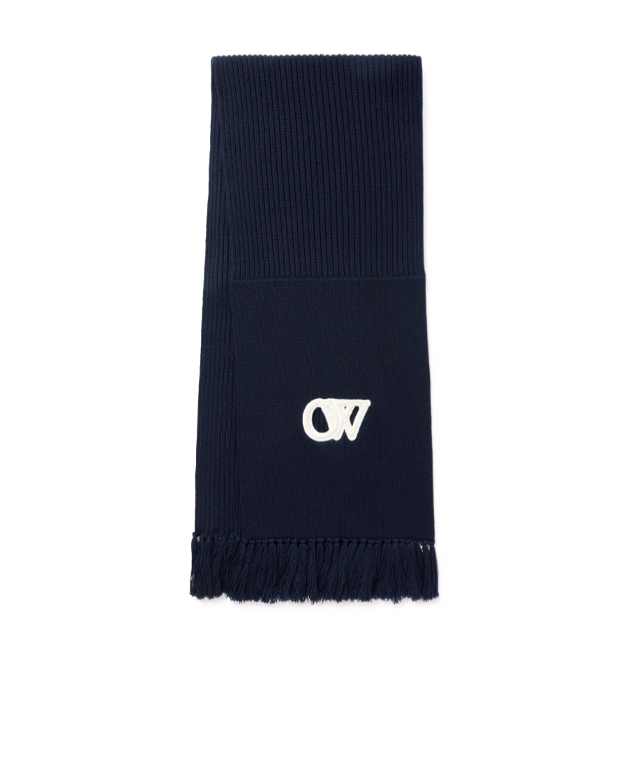 Off-white Ow-motif Wool Scarf In Black
