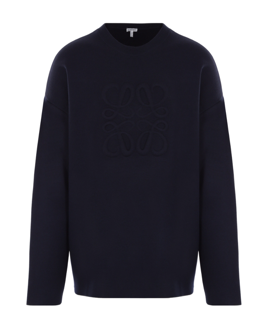 Loewe Anagram-embossed Wool Jumper In Blue