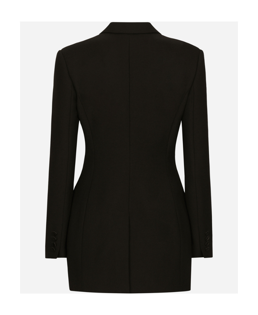 Dolce & Gabbana Giacca Dolce Lunga Monopetto In Cady Di Lana In Black