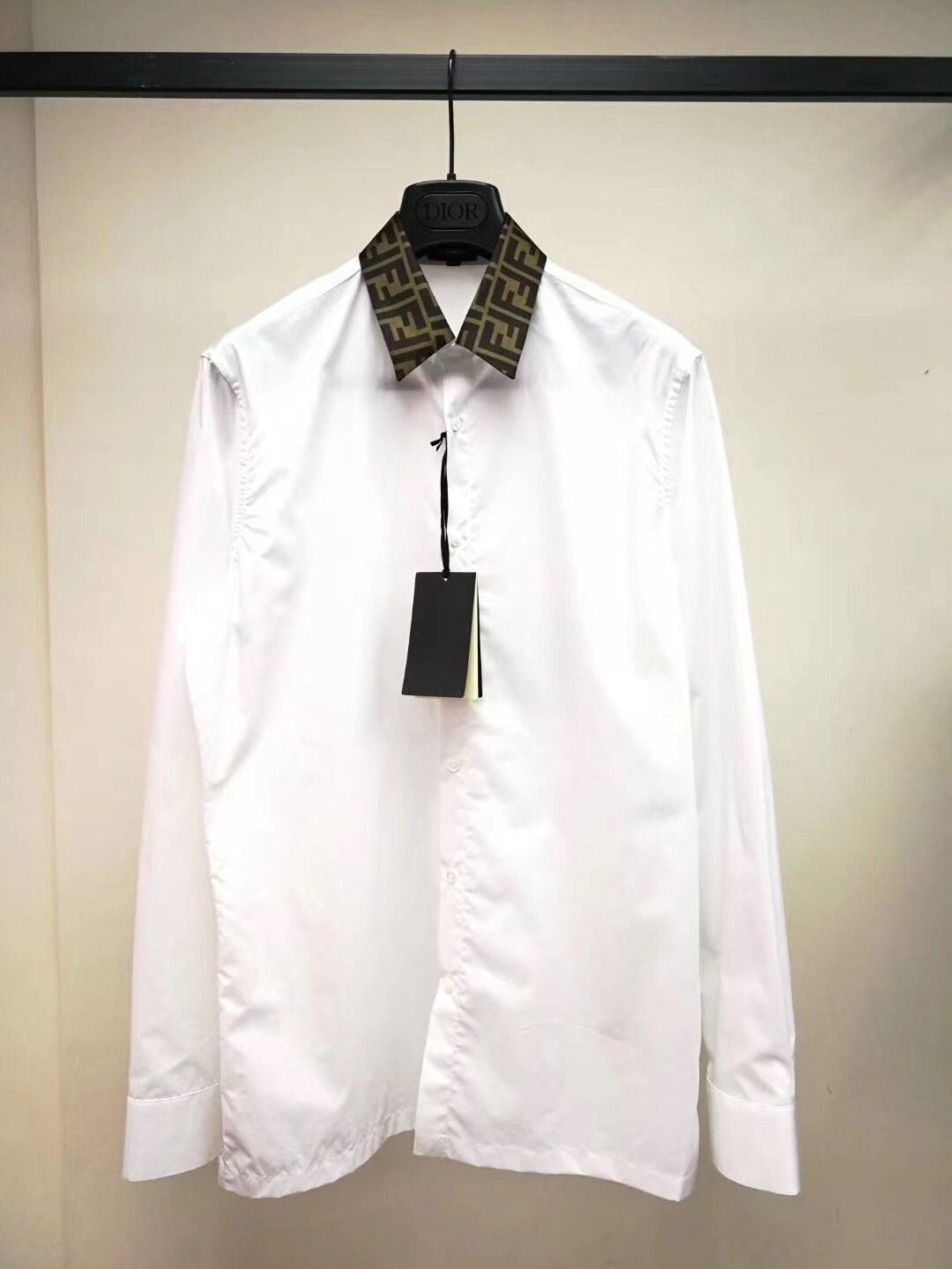 Fendi Logo Collar Tailored Shirt In White