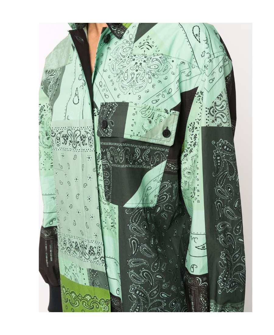 Kenzo Paisley-print Shirt Dress In Green