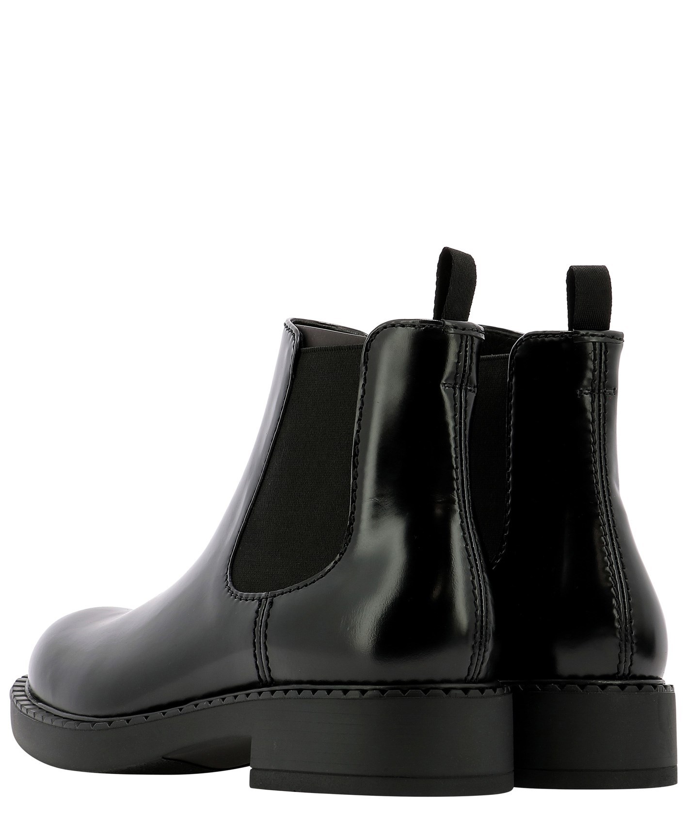 Shop Prada Brushed Leather Chelsea Boots In Black