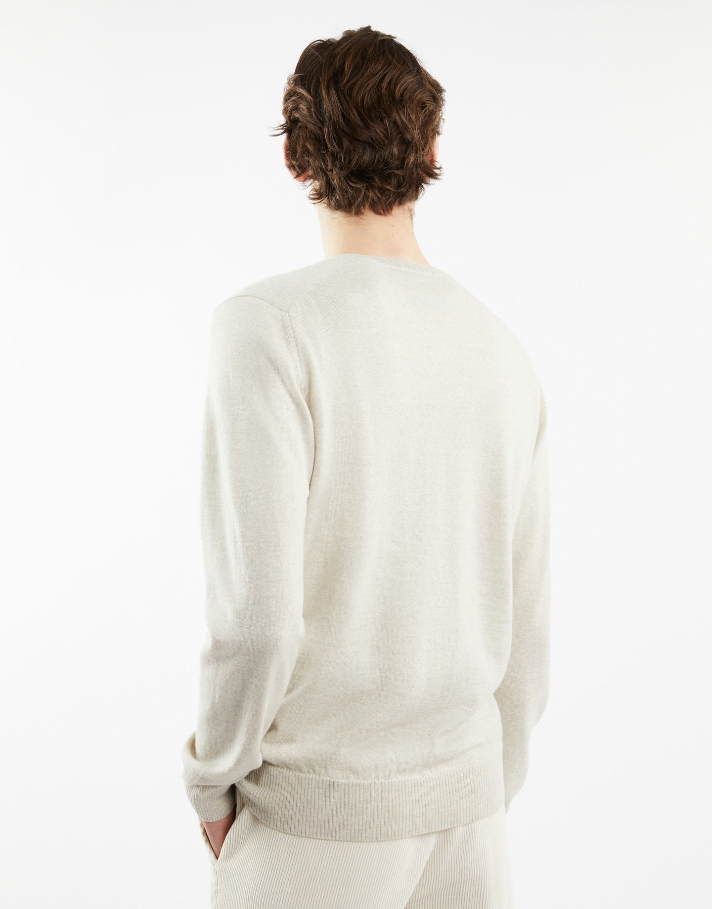 Fay Round Neck Pullover Sweater In White