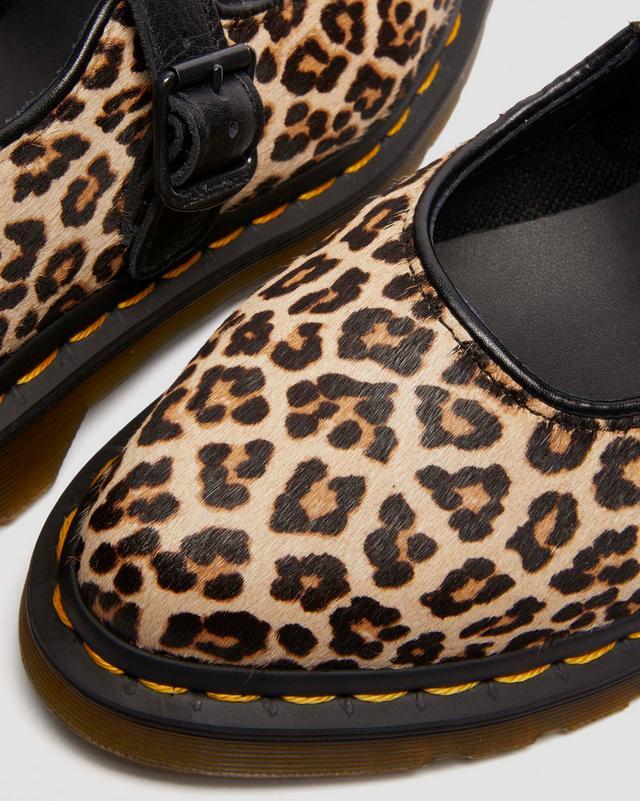 Dr. Martens' Ballerine Mary Jane Elphie Light Tan Mini Leopard In Camel