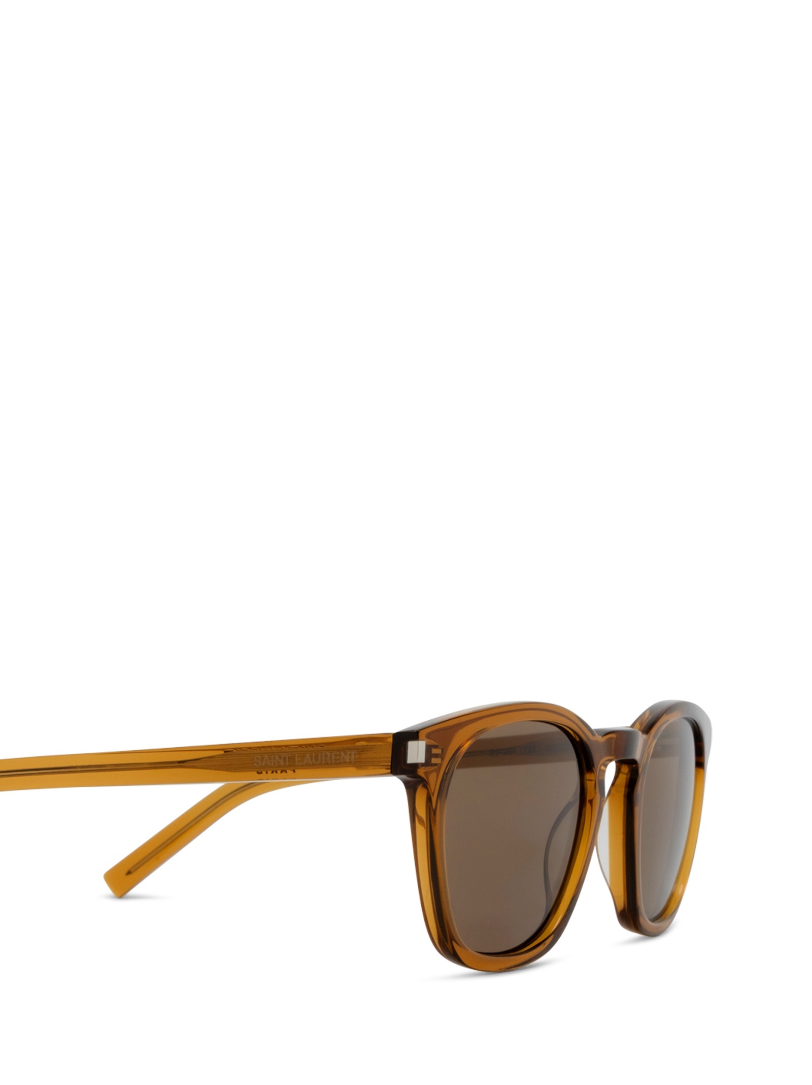 Saint Laurent Logo Sunglasses In Brown