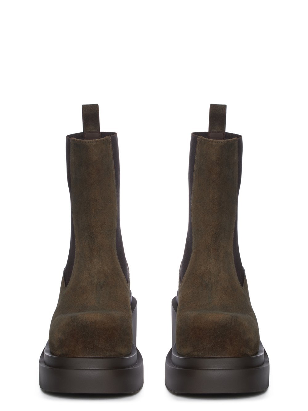 Rick Owens Chunky Sole Ankle Boots With Elastic Panels In Brown