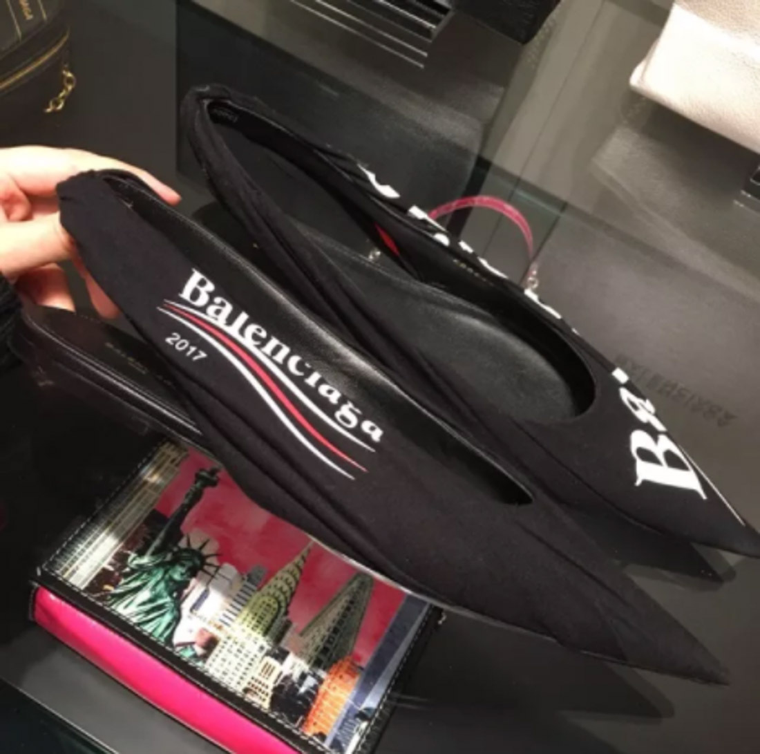 Balenciaga Knife Pointed Ballet Shoes In Black