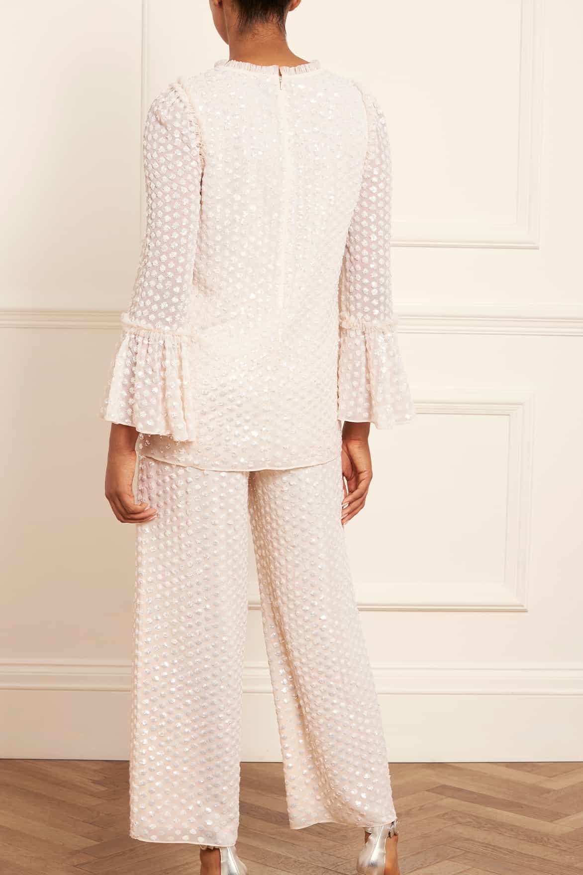 Shop Needle & Thread Raindrop Sequin Trousers In White