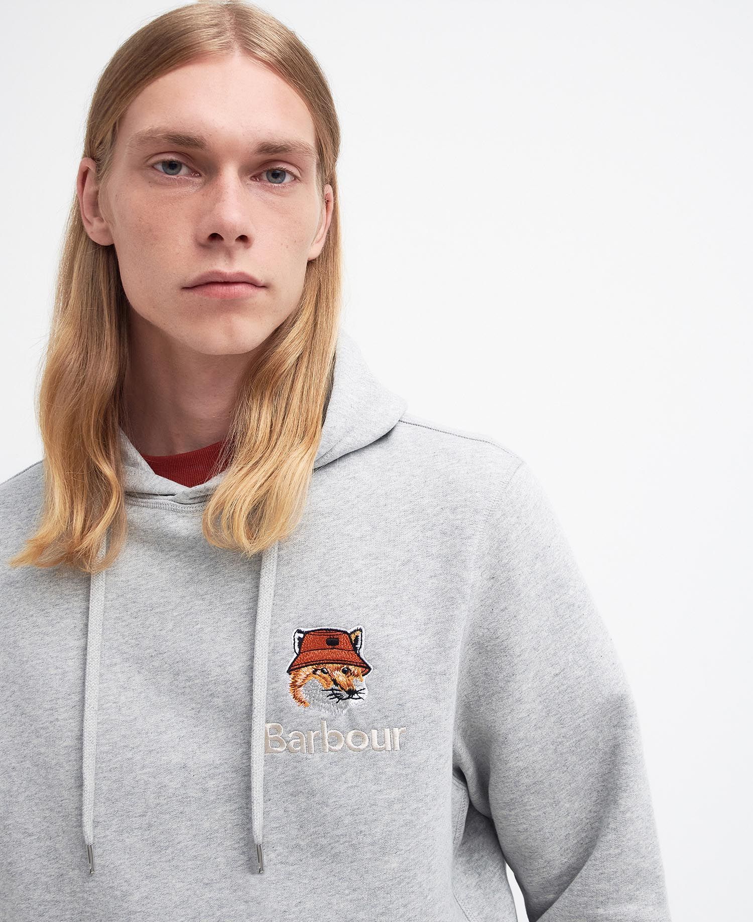 Shop Barbour X Maison Kitsuné Fox Head Embroidered Hoodie In White