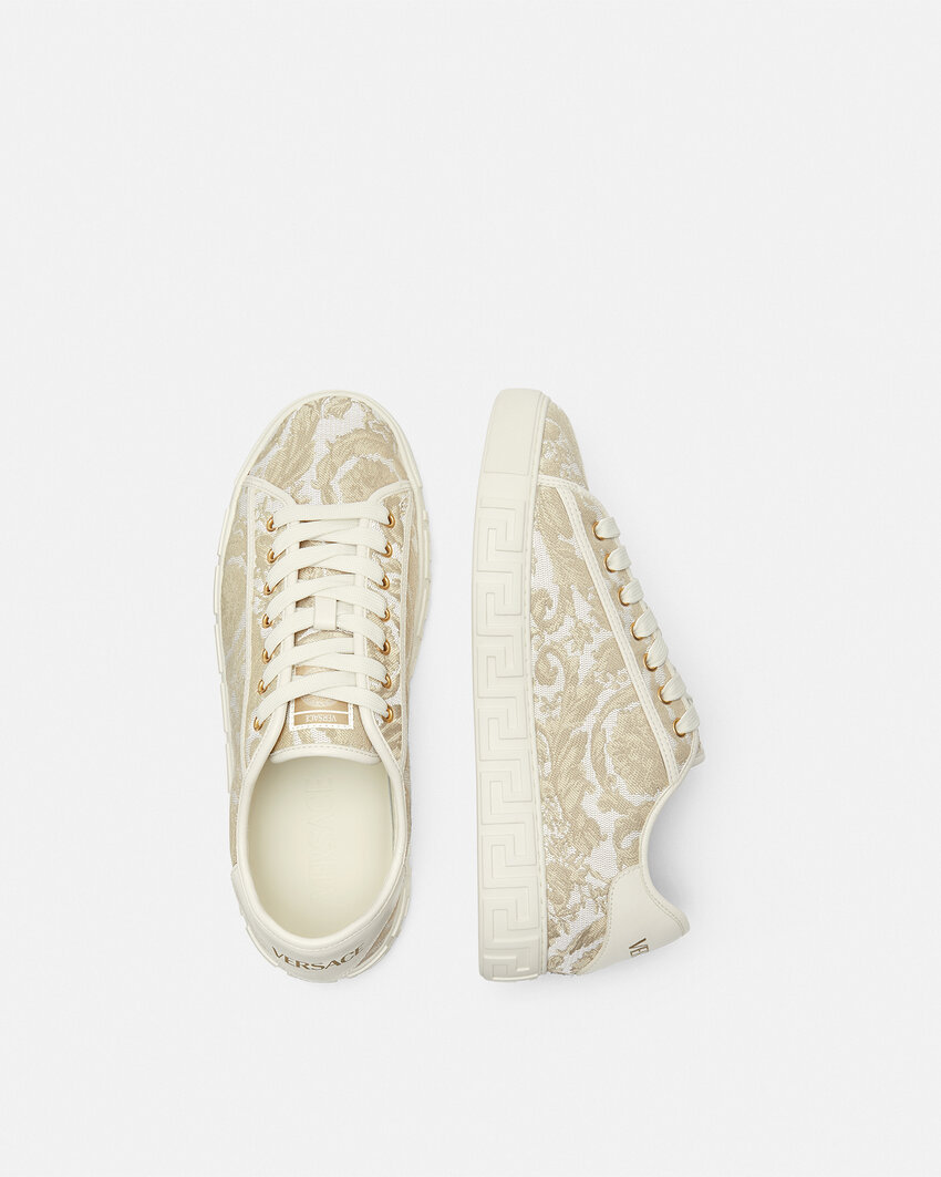 Versace Barocco Greca Low-top Sneakers In White