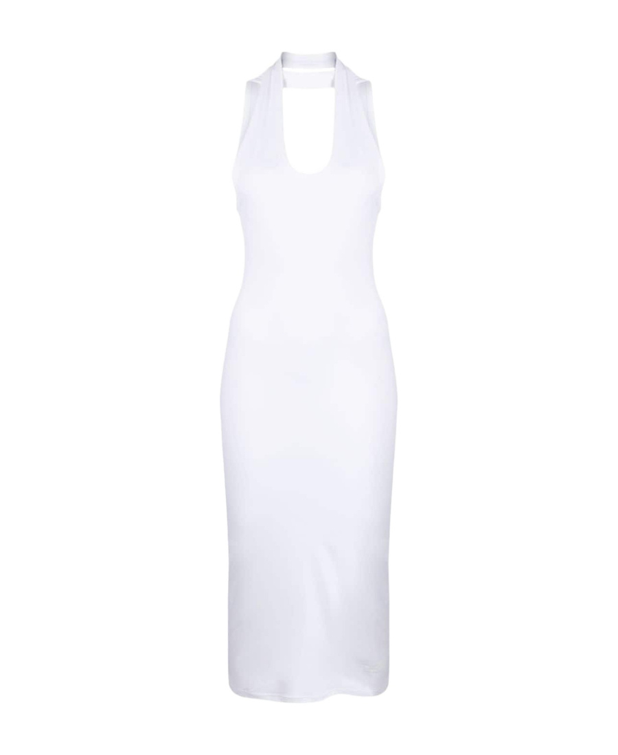 Shop Mm6 Maison Margiela Crisscross Halterneck Midi Dress In White
