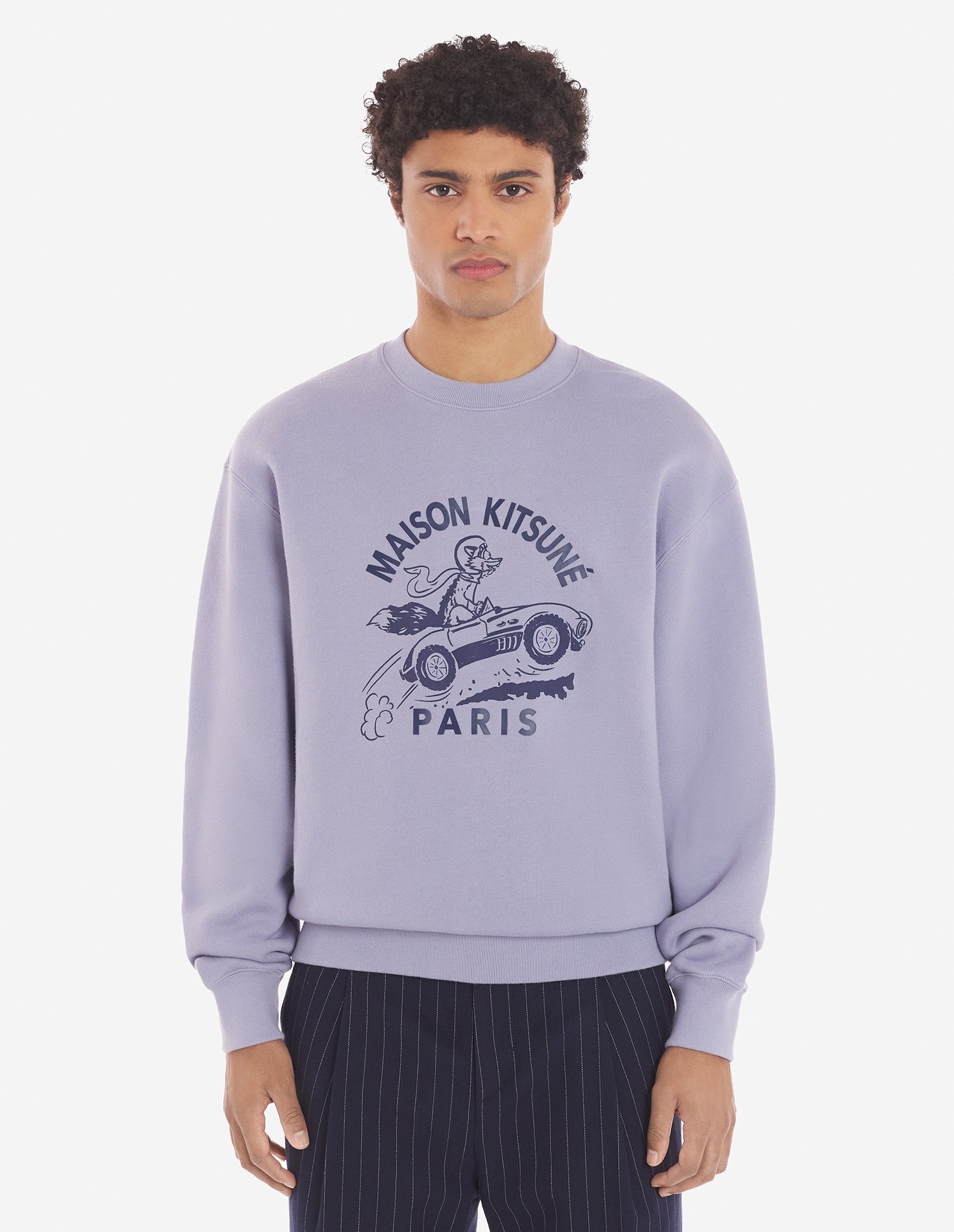 Maison Kitsuné Man Sweatshirt Lilac Size S Cotton In Gray