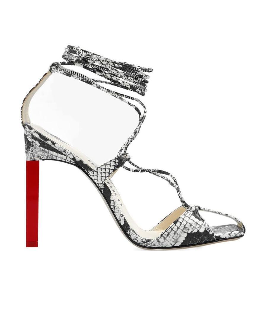 Attico Adele Snakeskin-print Sandals In Black And White Leather Woman In White