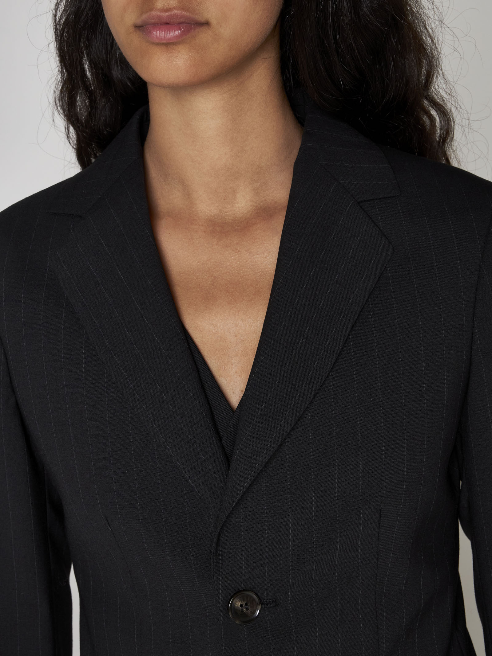 Mm6 Maison Margiela Pinstriped Wool-blend Single-breasted Blazer In Black