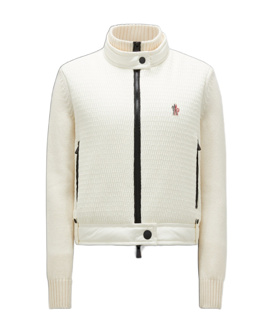 Moncler Grenoble Women Padded Jacket With Wool Sleeves In White