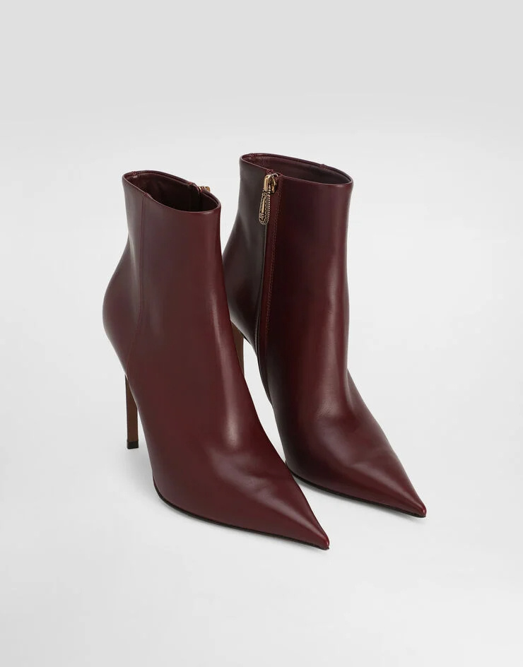 Dolce & Gabbana 105mm Devotion Pointed-toe Ankle Boots In Burgundy